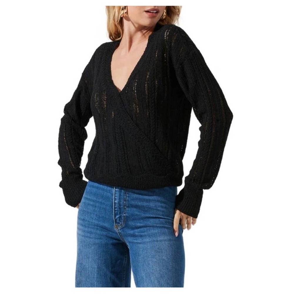 ASTR - NWT Pointelle Knit Wrap Sweater